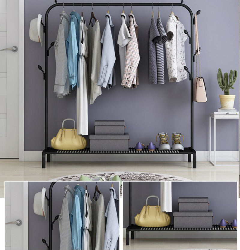 Stylish Coat Hanging Stand Wardrobe Clothes Hanger Rack Black