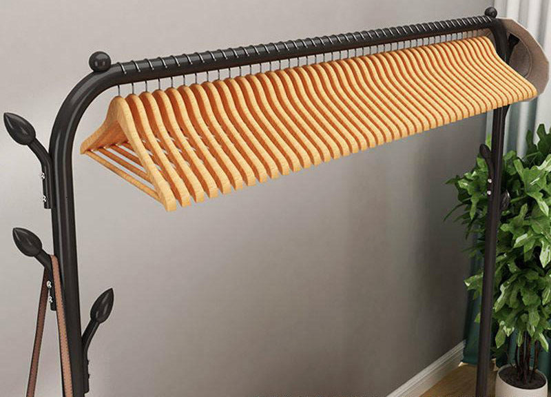 Stylish Coat Hanging Stand Wardrobe Clothes Hanger Rack Black