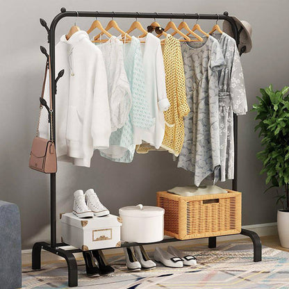 Stylish Coat Hanging Stand Wardrobe Clothes Hanger Rack Black