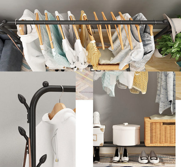 Stylish Coat Hanging Stand Wardrobe Clothes Hanger Rack Black