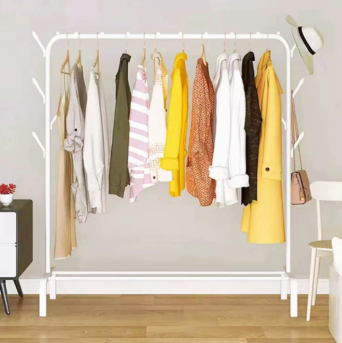 Stylish Wardrobe Clothes Hanger Rack Large Coat Hanging Stand White