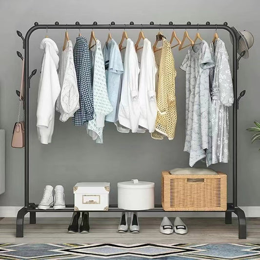 Large 1.5m Wide Coat Hanging Stand Wardrobe Clothes Hanger Rack White