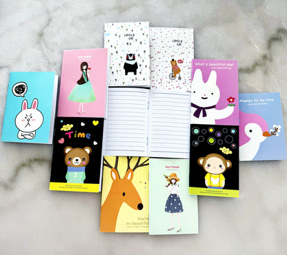 10 Pack Cute Anime Cartoon Mini Pocket Notebooks for Kids and Teens