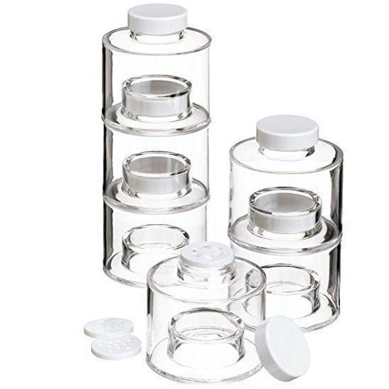 6PC Stackable Spice Tower Storage Jars Set for Kitchen Organization