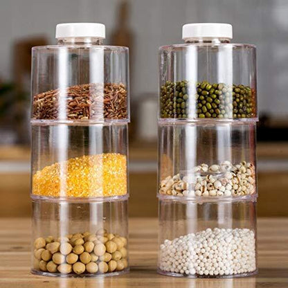 6PC Stackable Spice Tower Storage Jars Set for Kitchen Organization