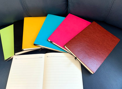 A5 Classic Leather Like Hard Cover Notebook Pink