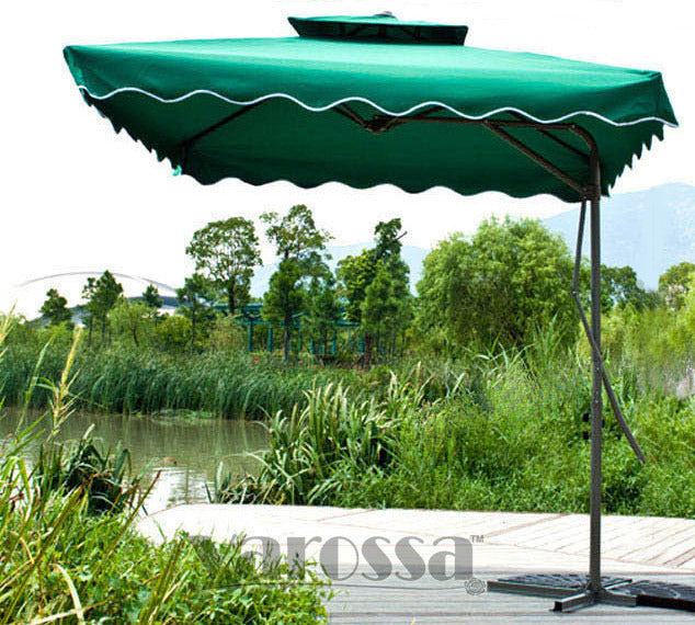 Large Square Cantilever Outdoor Umbrella UV Protection Green