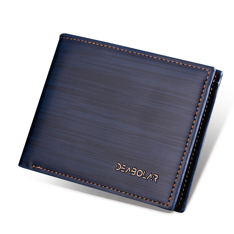 Premium Slim PU Leather Wallet for Men Navy Blue