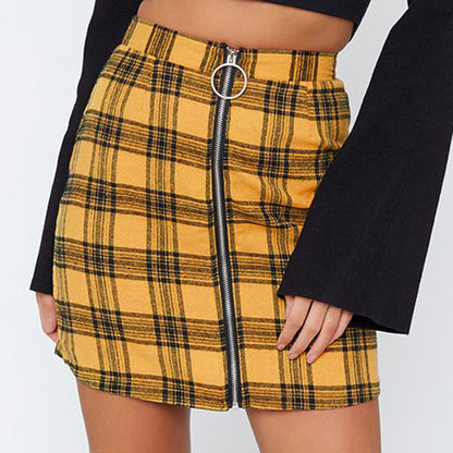 Chic Yellow Plaid Mini Skirt for Trendy Fashion