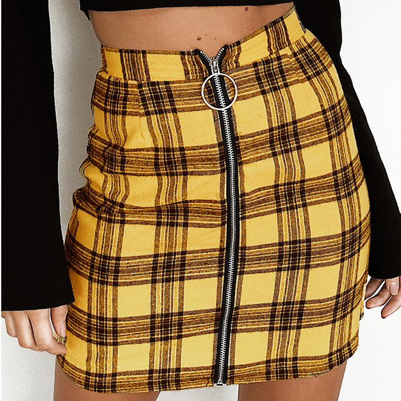 Chic Yellow Plaid Mini Skirt for Trendy Fashion