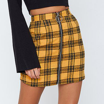 Chic Yellow Plaid Mini Skirt for Trendy Fashion