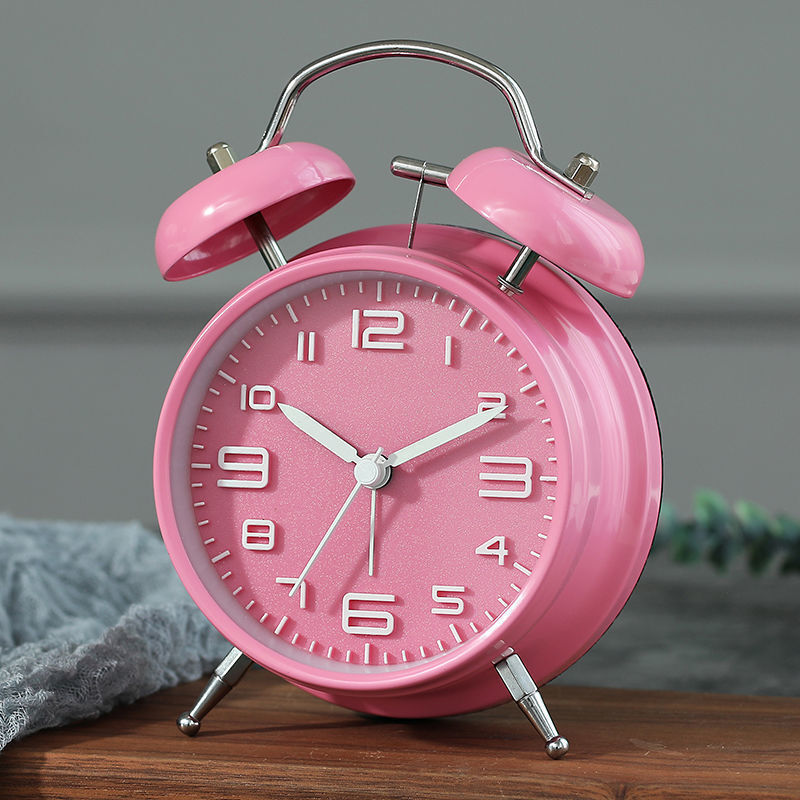 Charming Twin Bell Alarm Clock for Kids and Teens Pink