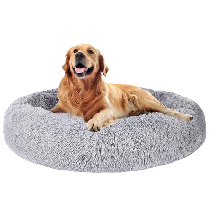 60cm Cozy Plush Soft Fluffy Pet Bed for Dogs and Cats Light Grey