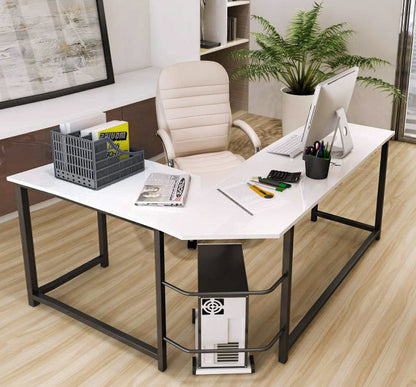 Double Workstation Modern Corner Office Computer Desk - White