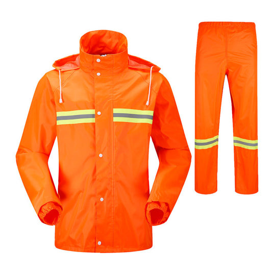 Hi Vis Rain Coat Waterproof Jacket and Trousers Set for Outdoor Work