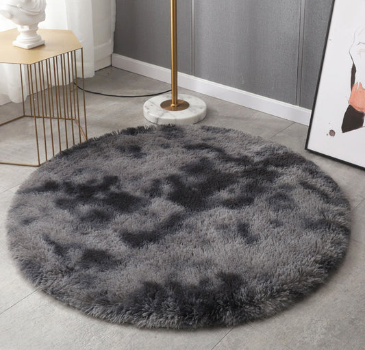 Infinity Round Soft Cozy Shag Rug Charcoal and Grey