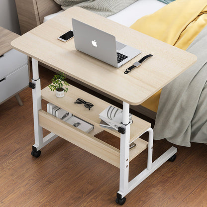 Versatile Sofa Bed Side Table with Shelves and Wheels for Home Office