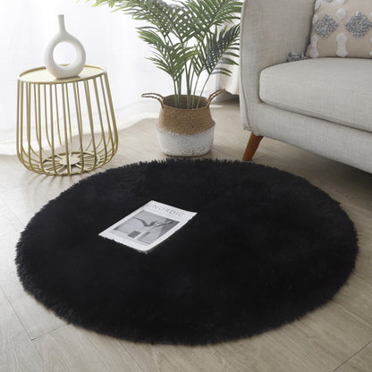 100cm Infinity Round Shag Rug Black