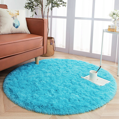 100cm Infinity Round Shag Rug Soft Blue