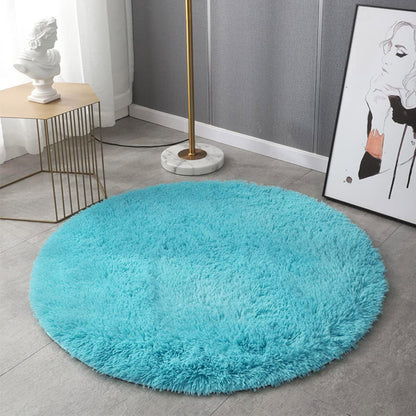 100cm Infinity Round Shag Rug Soft Blue