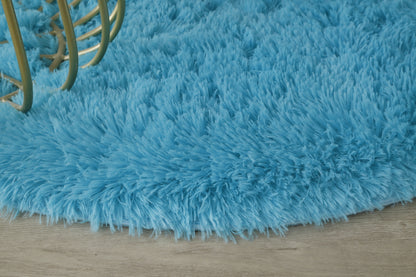 100cm Infinity Round Shag Rug Soft Blue