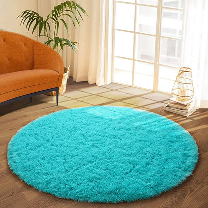 100cm Infinity Round Shag Rug Soft Blue