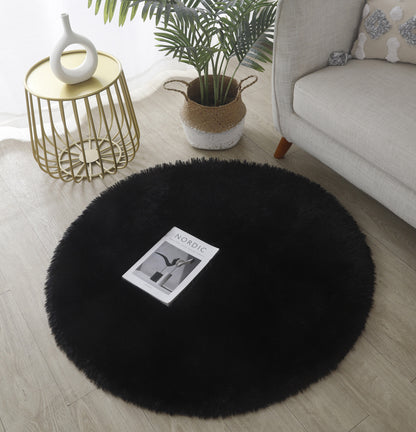 100cm Infinity Round Shag Rug Black