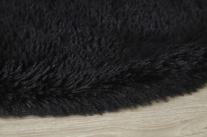 100cm Infinity Round Shag Rug Black