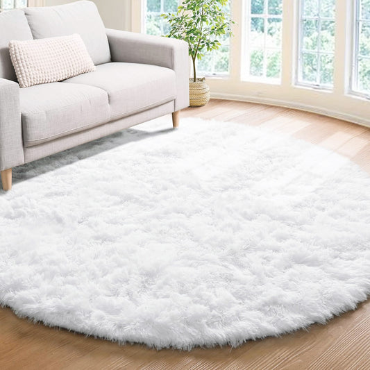 2m Infinity Round Shag Rug Soft White