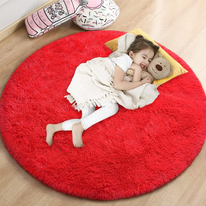 100cm Infinity Round Shag Rug Soft and Cozy Red