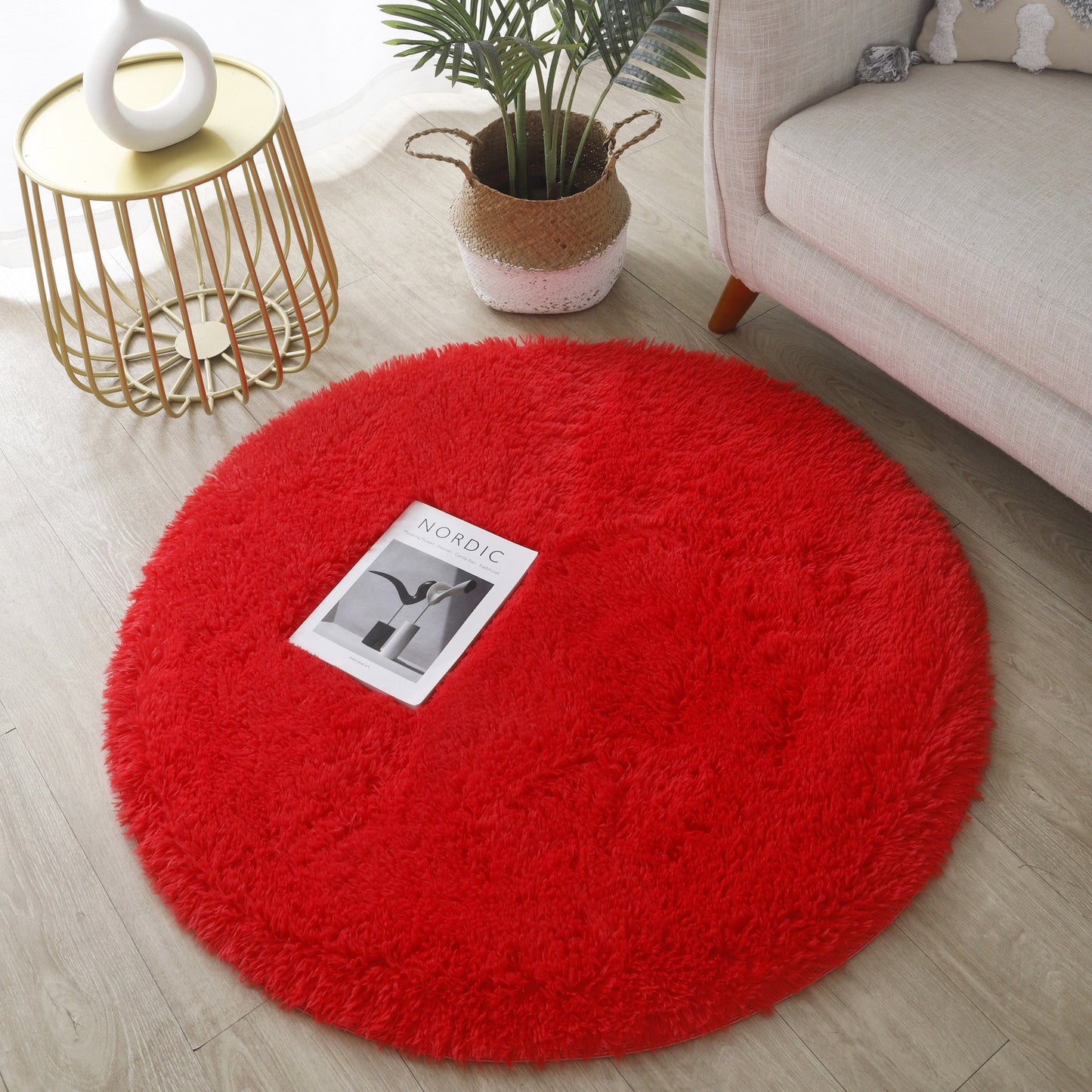 100cm Infinity Round Shag Rug Soft and Cozy Red