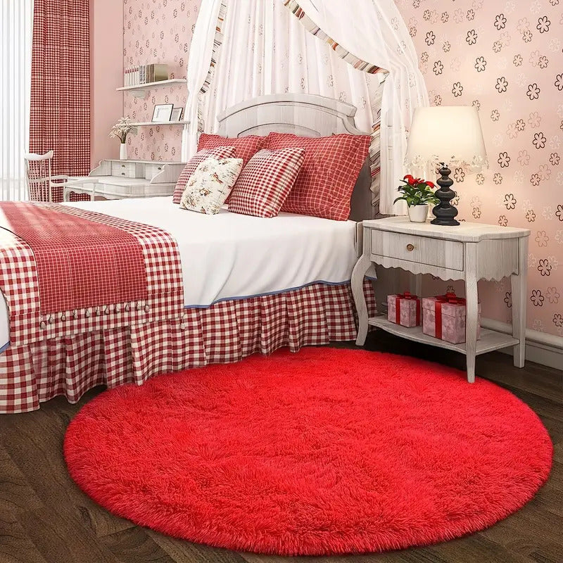 100cm Infinity Round Shag Rug Soft and Cozy Red