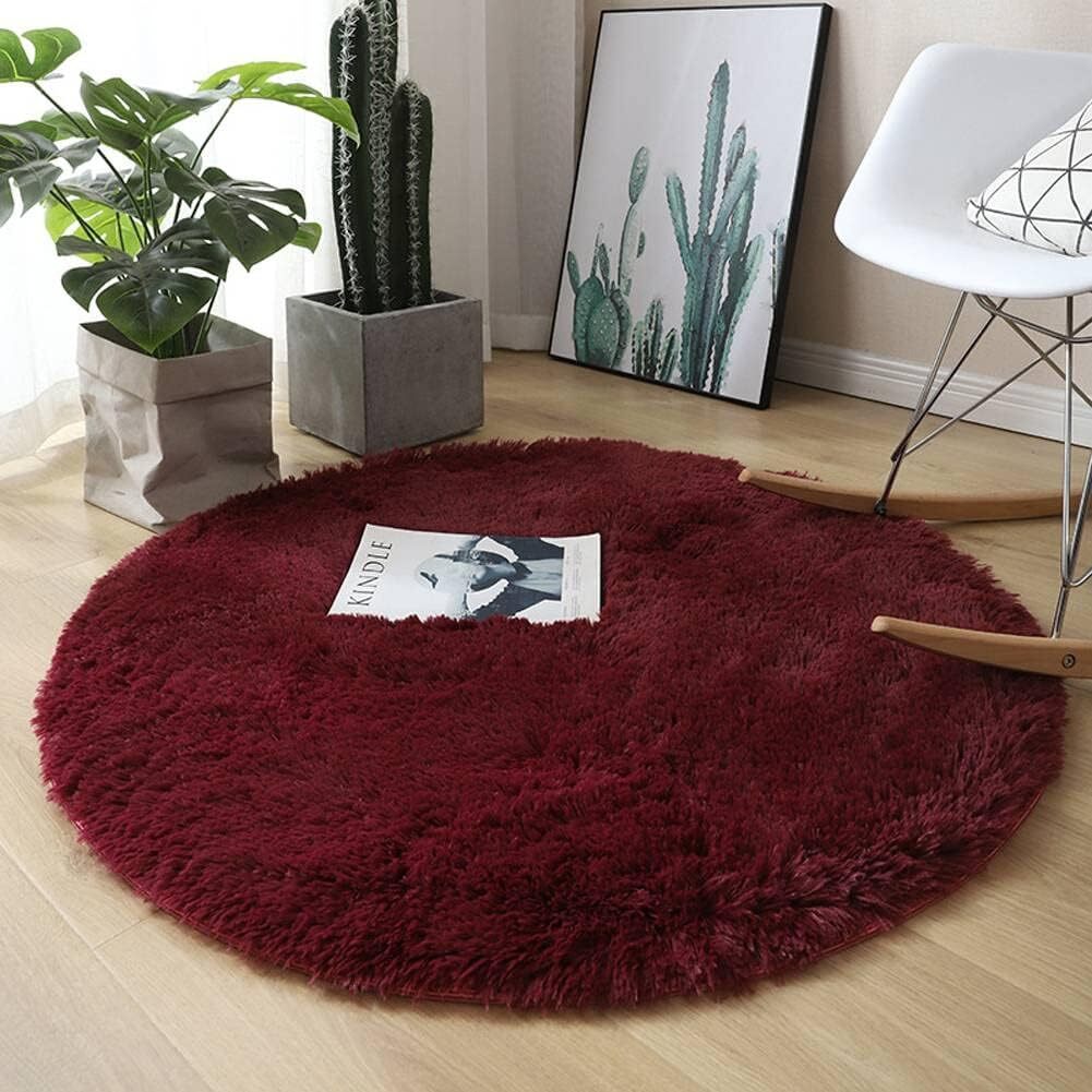 100cm Infinity Round Shag Rug Wine