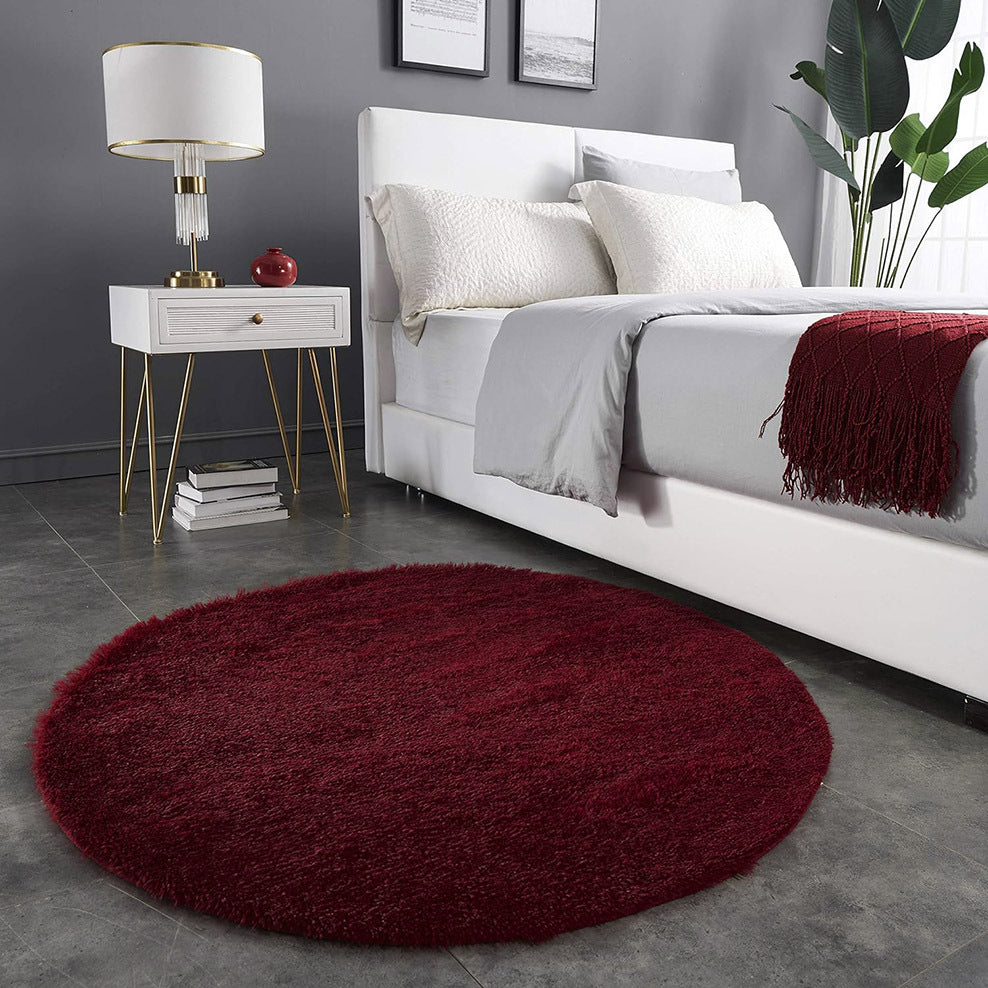 100cm Infinity Round Shag Rug Wine