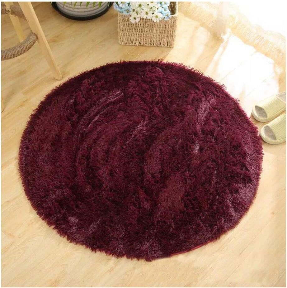 100cm Infinity Round Shag Rug Wine