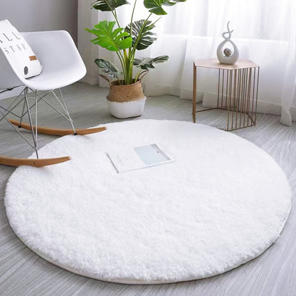 100cm Infinity Round Shag Rug White