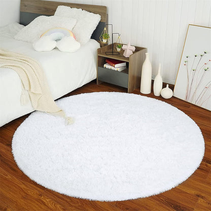 100cm Infinity Round Shag Rug White