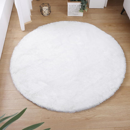 100cm Infinity Round Shag Rug White