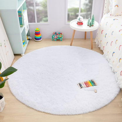 100cm Infinity Round Shag Rug White