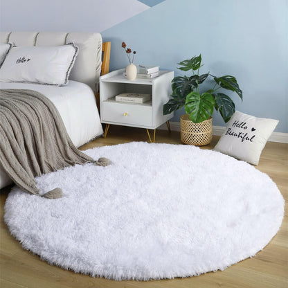 100cm Infinity Round Shag Rug White