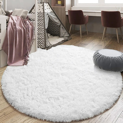 100cm Infinity Round Shag Rug White