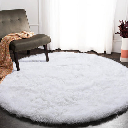 100cm Infinity Round Shag Rug White