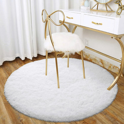 100cm Infinity Round Shag Rug White