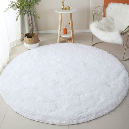 100cm Infinity Round Shag Rug White