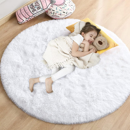 100cm Infinity Round Shag Rug White