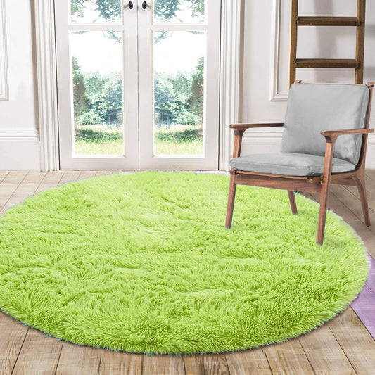 100cm Infinity Round Shag Rug Soft Green