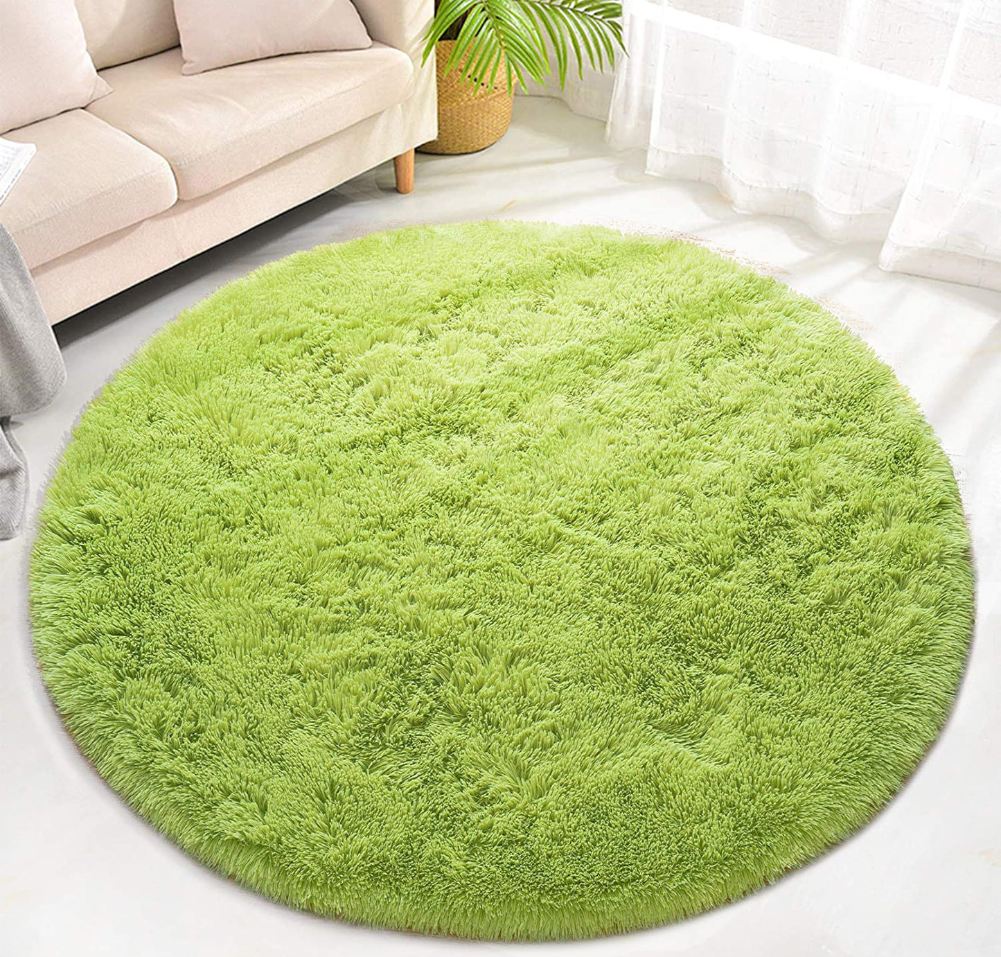 100cm Infinity Round Shag Rug Soft Green