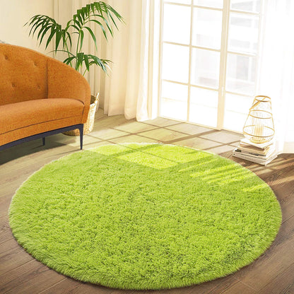 100cm Infinity Round Shag Rug Soft Green