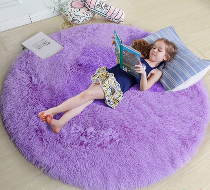 100cm Infinity Round Shag Rug Purple