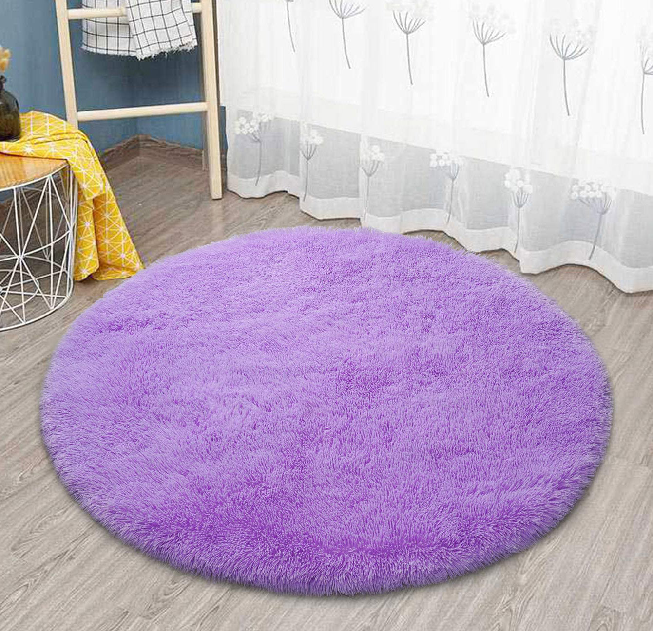 100cm Infinity Round Shag Rug Purple